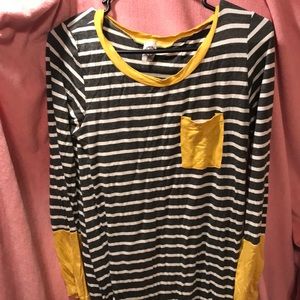NWOT Striped Dress with Yellow Accents